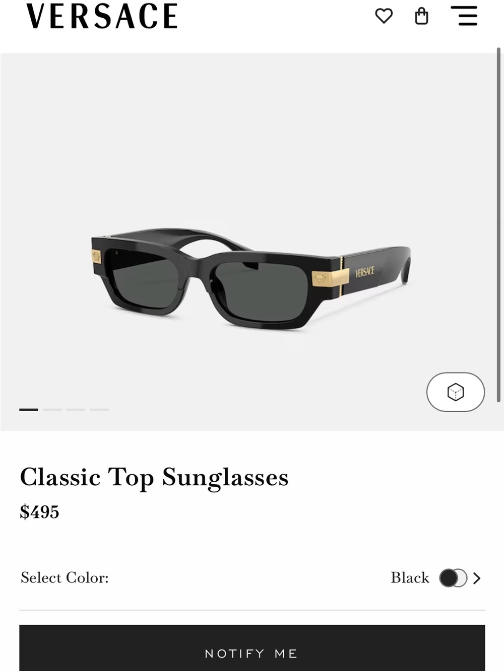 Versace Black Sunglasses with Gold Accents